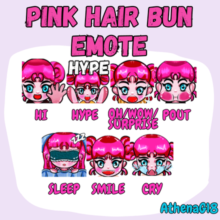 Pink Hair Bun Female Emote Pack (7)