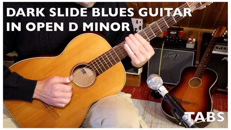 DARK SLIDE BLUES GUITAR IN OPEN D MINOR (Misfortune be gone) TABS available