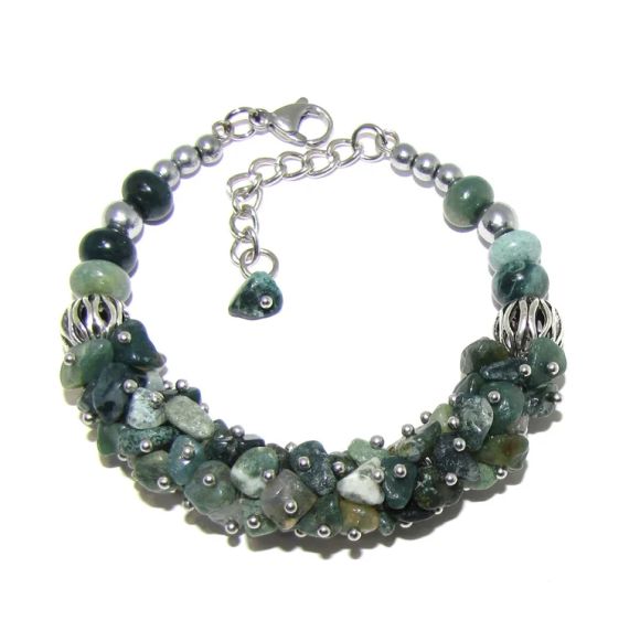 Bracelet of stones green Indian agate