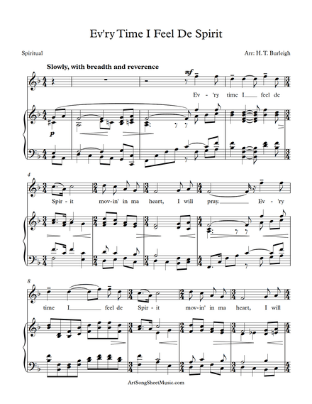 Ev&#x27;ry Time I Feel De Spirit - Burleigh - F major