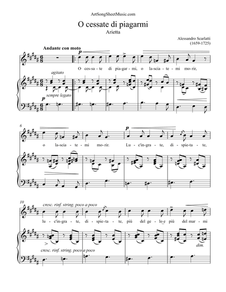 O cessate di piagarmi PDF - Scarlatti - G# minor