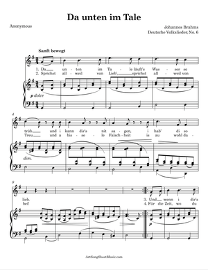 Da unten im Tale PDF - Brahms - G major