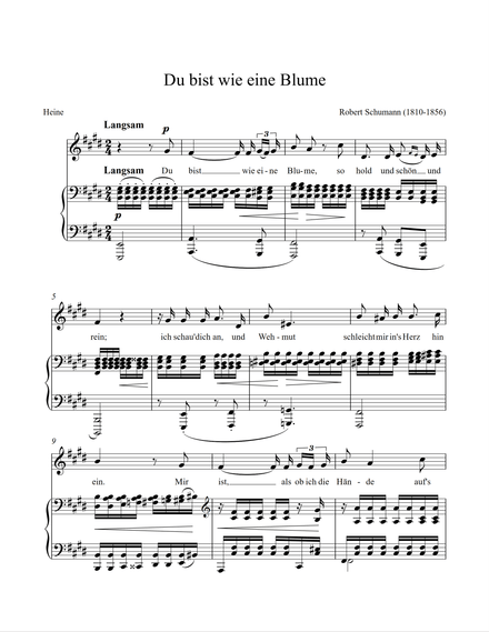 Du bist wie eine Blume - Schumann - E major