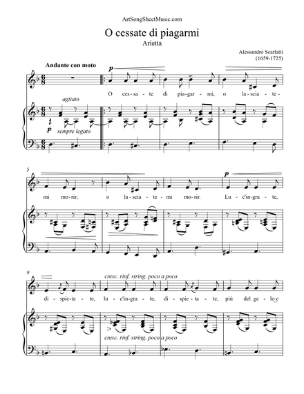 O cessate di piagarmi PDF - Scarlatti - D minor