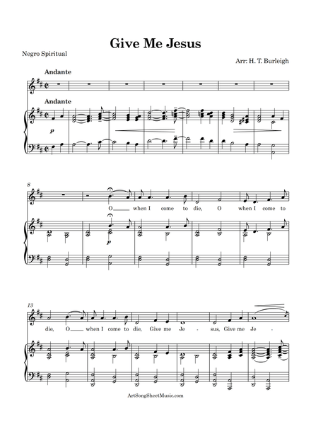 Give Me Jesus - Burleigh - D major