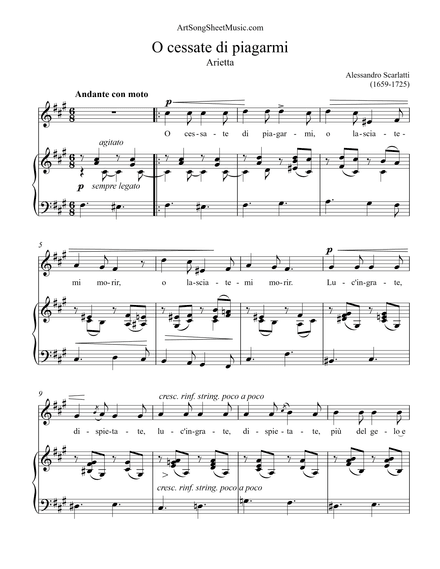 O cessate di piagarmi PDF - Scarlatti - F# minor