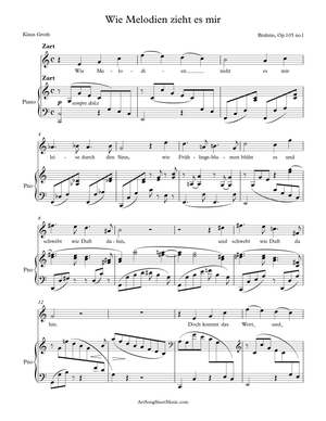 Wie Melodien zieht es mir PDF- Brahms - C major