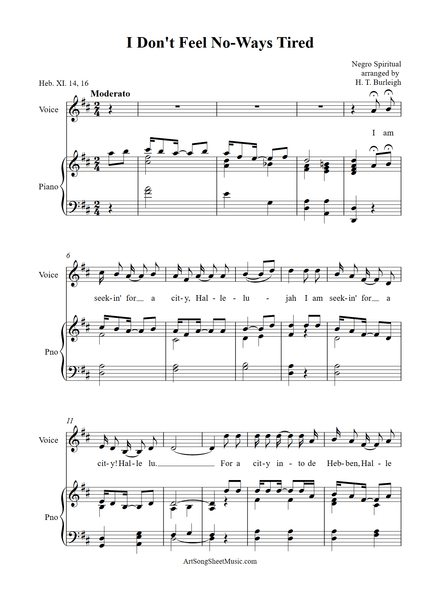 I Don&#x27;t Feel No Ways Tired PDF - Burleigh - D major