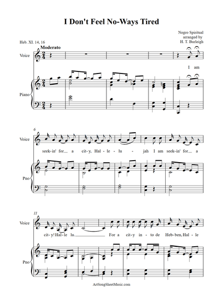 I Don&#x27;t Feel No Ways Tired PDF - Burleigh - C major