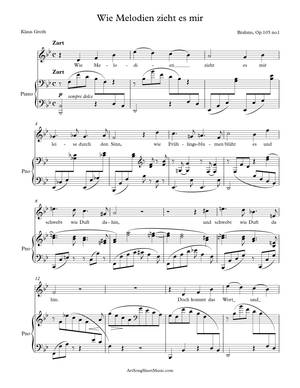 Wie Melodien zieht es mir PDF- Brahms - Bb major