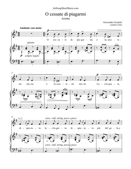 O cessate di piagarmi PDF - Scarlatti - E minor