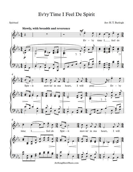 Ev&#x27;ry Time I Feel De Spirit - Burleigh - Eb major