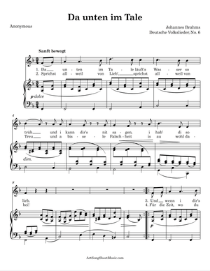 Da unten im Tale PDF - Brahms - F major
