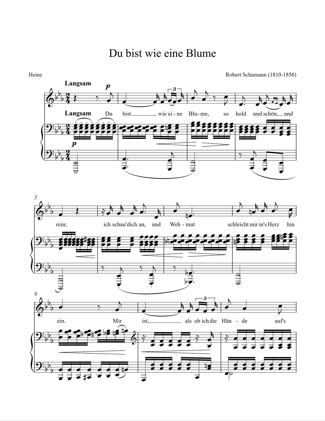 Du Bist Wie Eine Blume , By Schumann, In G Flat Major – ZKHXZ