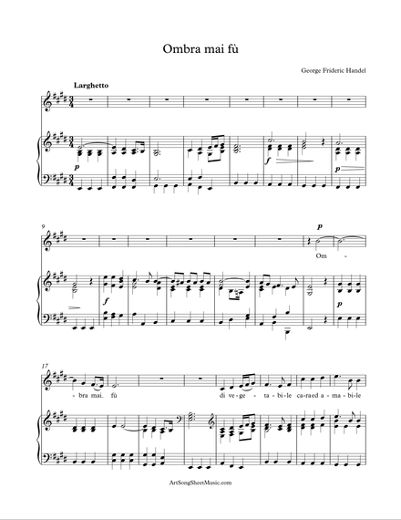 Ombra mai fù - Handel - E major - PDF