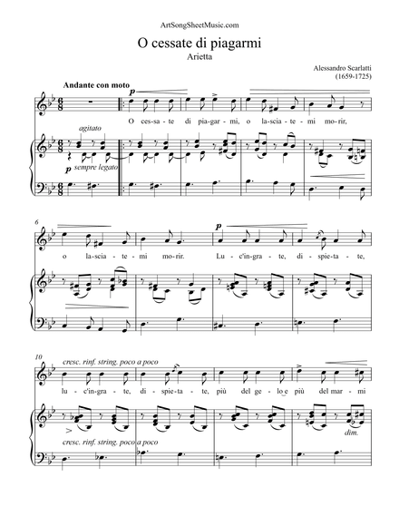 O cessate di piagarmi PDF - Scarlatti - G minor