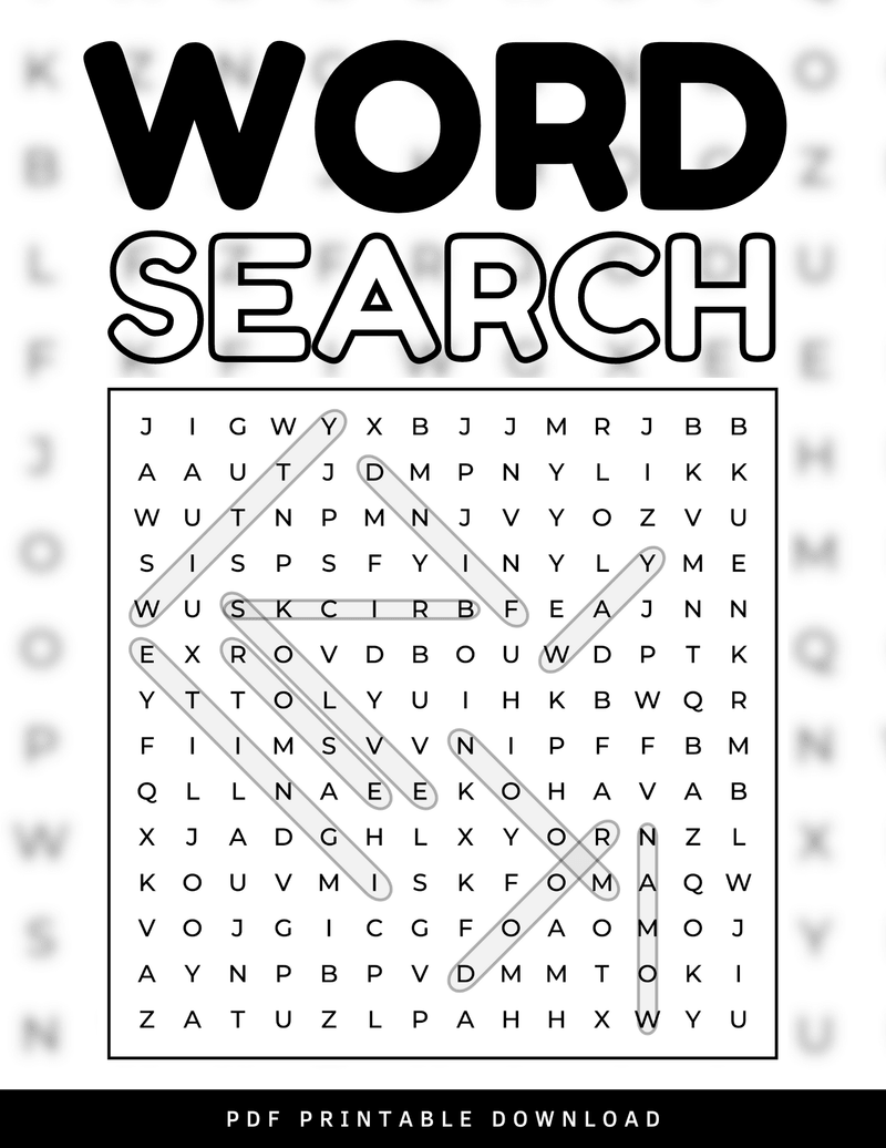 50-Page Word Search with 50 Answers: Printable PDF for