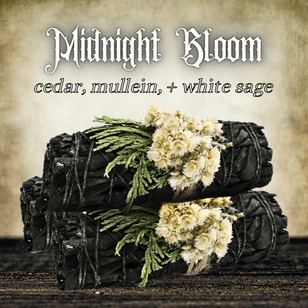 Midnight Bloom Cedar, Mullein + White Sage Smudge Stick