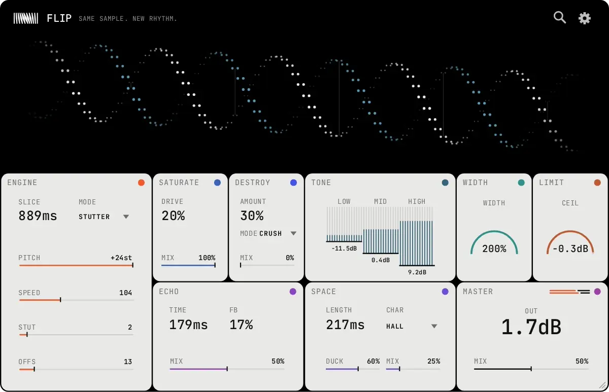 FLIP MultiFX plugin interface, animated
