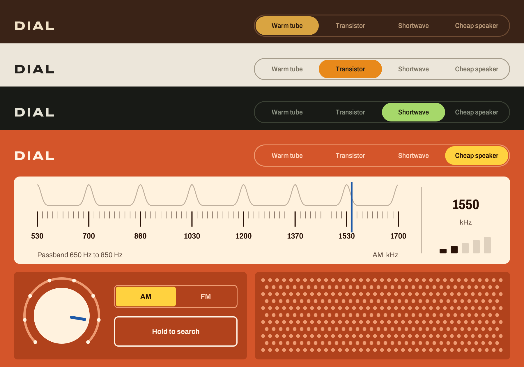 DIAL four radio models - four sounds and four interface skins