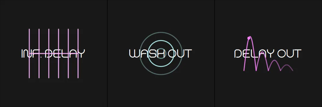 DJFX Inf. Delay, Wash Out, Delay Out pads, animated