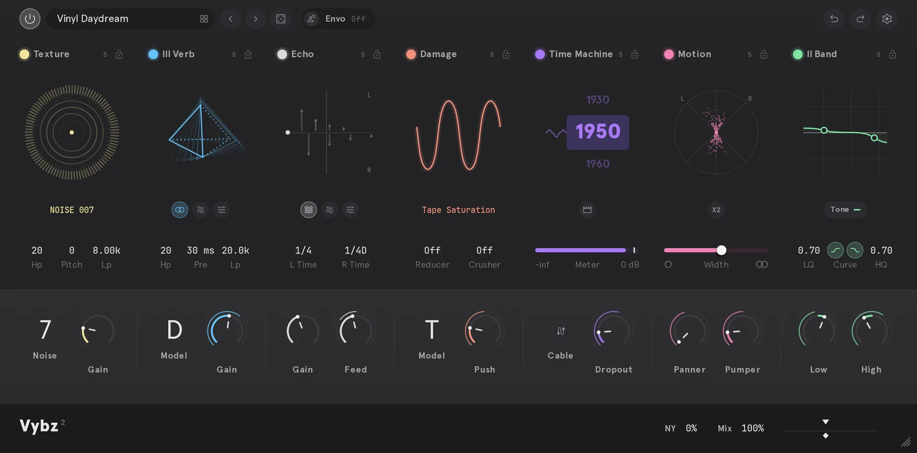 VYBZ 2 multi-effect plugin by Thenatan Audio - full interface, animated