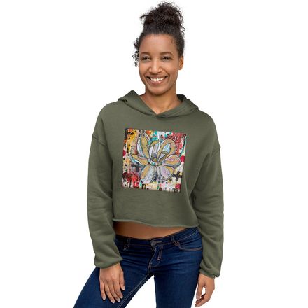 Doodle Flower Cropped Hoodie