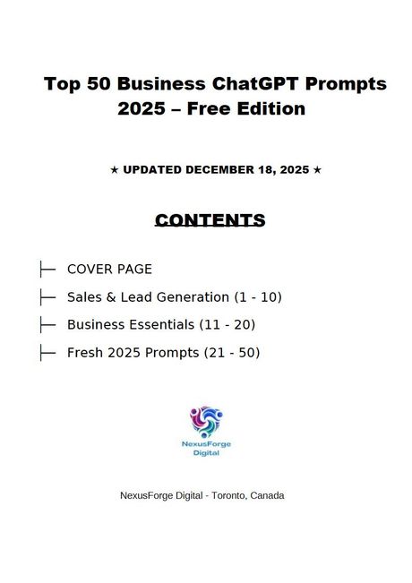 Top 50 Business ChatGPT Prompts 2025 – Free Edition
