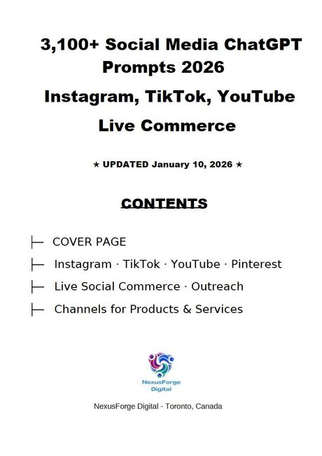 3,100+ Social Media ChatGPT Prompts 2026 – Instagram, TikTok, YouTube, Live Commerce