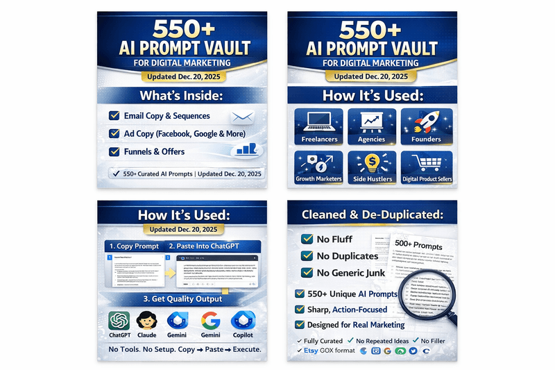 550+ AI Prompt Vault for Digital Marketing (Updated Dec. 20, 2025)