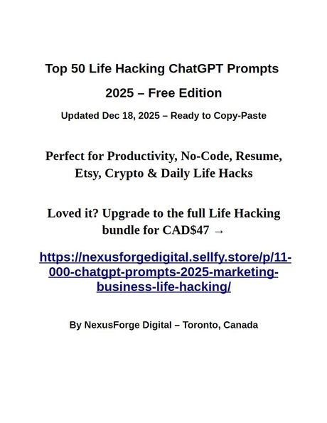 Top 50 Life Hacking ChatGPT Prompts 2025 – Free Edition