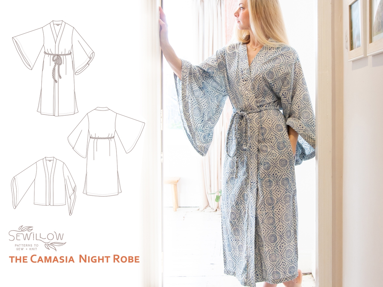 Camassia Night Robe - digital PDF sewing pattern - short or long robe ...