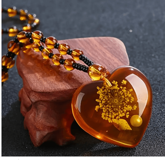 Unique Vintage Amber Love Pendant -