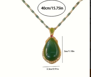 Vintage Pendant] Minimalist Vintage Green Water Drop Pendant Necklace for Women | Valentine&#x27;s 