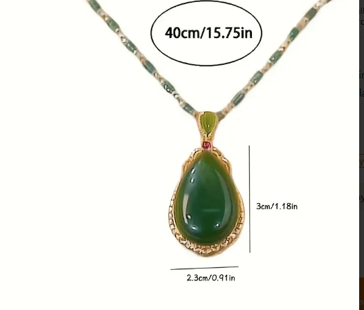 Vintage Pendant] Minimalist Vintage Green Water Drop Pendant Necklace for Women | Valentine&#x27;s 