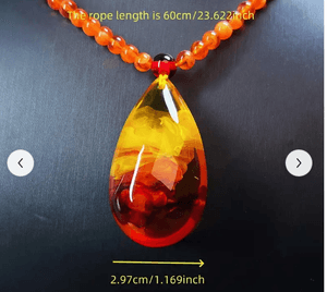 Amber Resin Pendant] Natural Elegant Teardrop