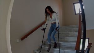 Cat 2302 Custom Bandage - White bandage and black pantyhose - 21 min