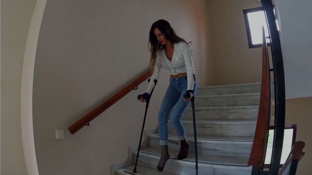 Cat 2302 Custom Bandage - White bandage and black pantyhose - 21 min