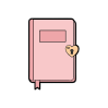 A pink diary with gold heart lock