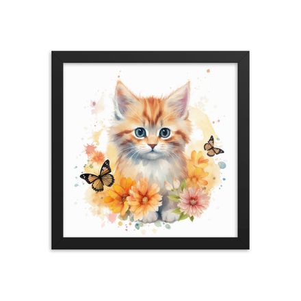 Sunshine Whiskers: Adorable Cat in Yellow Floral Serenity