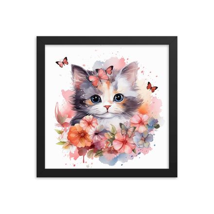 WhimsiFlora Smiley Cat-work: A Watercolor Delight