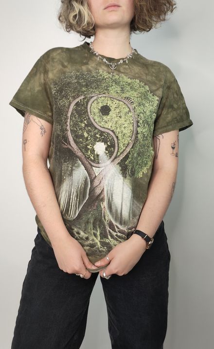 T-shirt vintage vert tie and dye