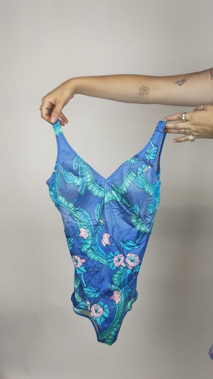 Maillot une pièce bleu art modern