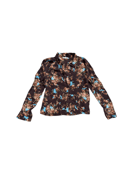 Chemise « Candice » brune à imprimé floraux
