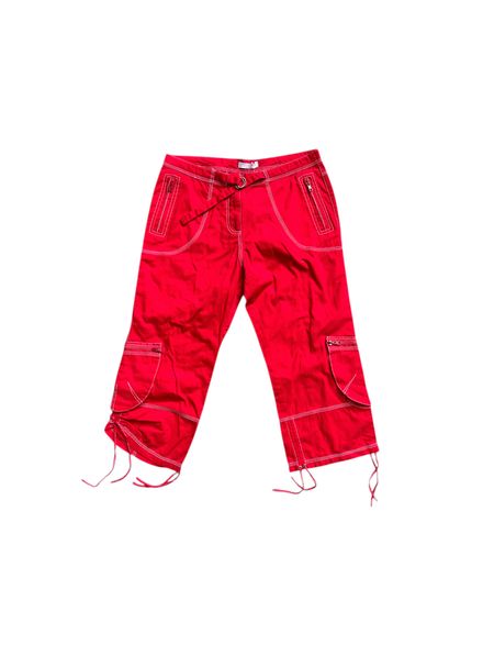 Pantacourt « promod » Y2K rouge à couture blanche 