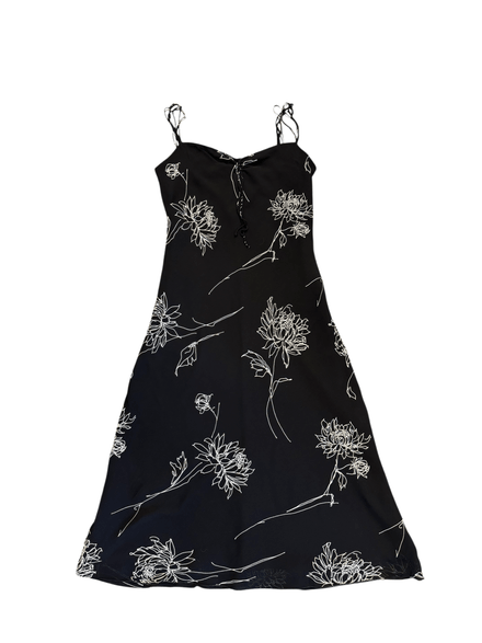 Robe noir « Seventy » longue à imprimé floraux