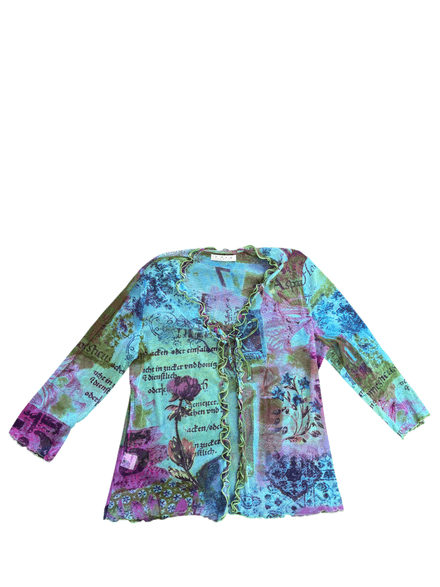 Cardigan Y2K en mesh bleu et violet 