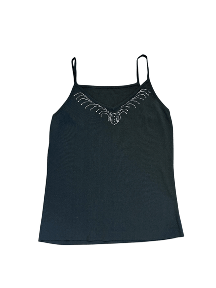 Top noir « Ouhua » avec strass 