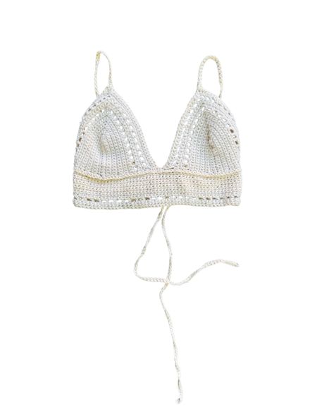 Top Y2K blanc crème en maille 