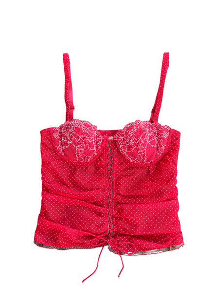 Corset rouge à pois blanc Y2K